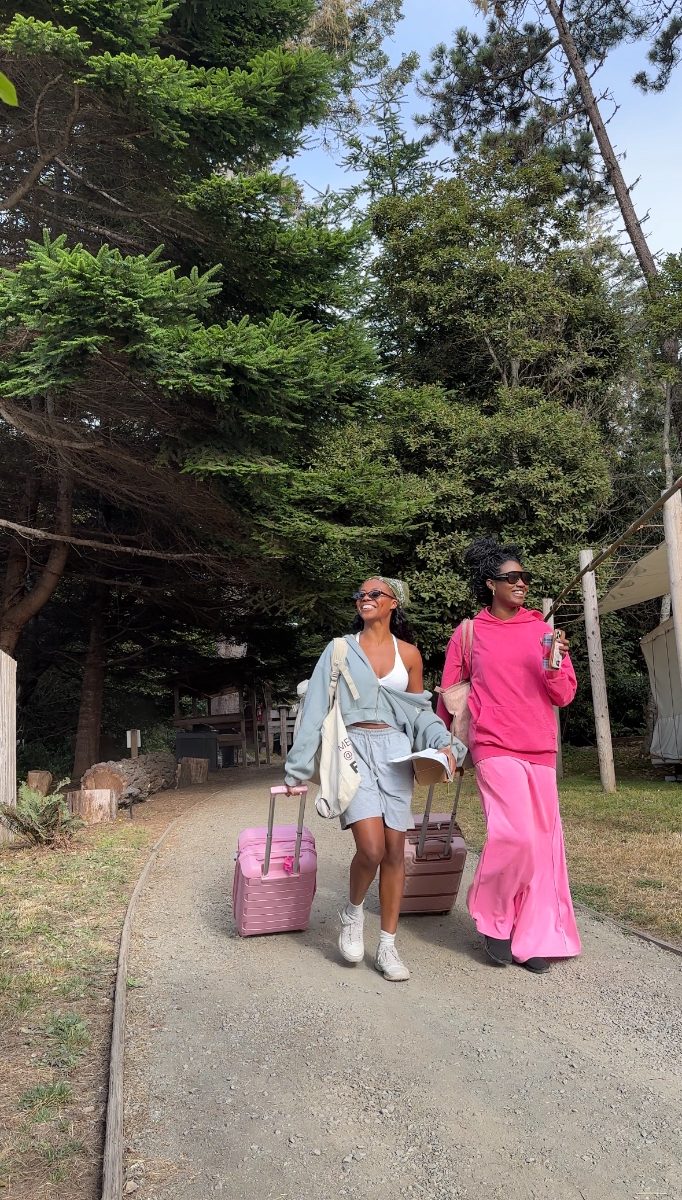 Arrival with the pink suitcases