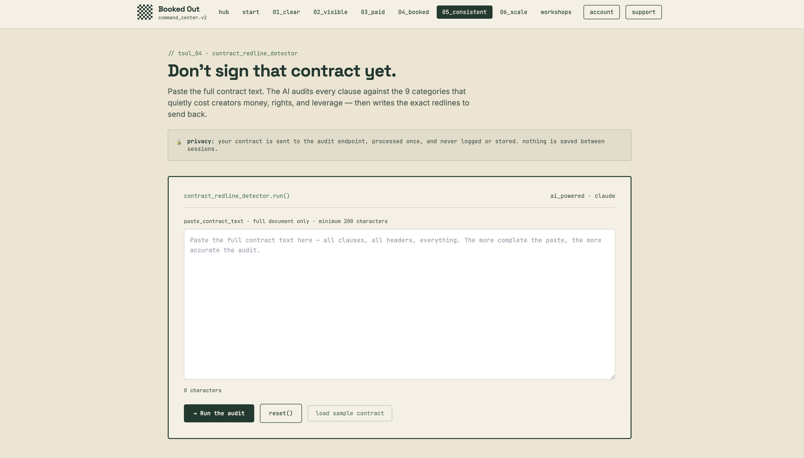 The Contract Redline Detector inside Booked Out